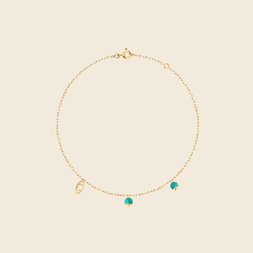 Ankle chain ORIGINES COLORS turquoise