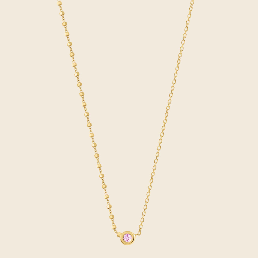 Octobre Rose - Collier Deva Saphir Rose en or jaune 18 carats