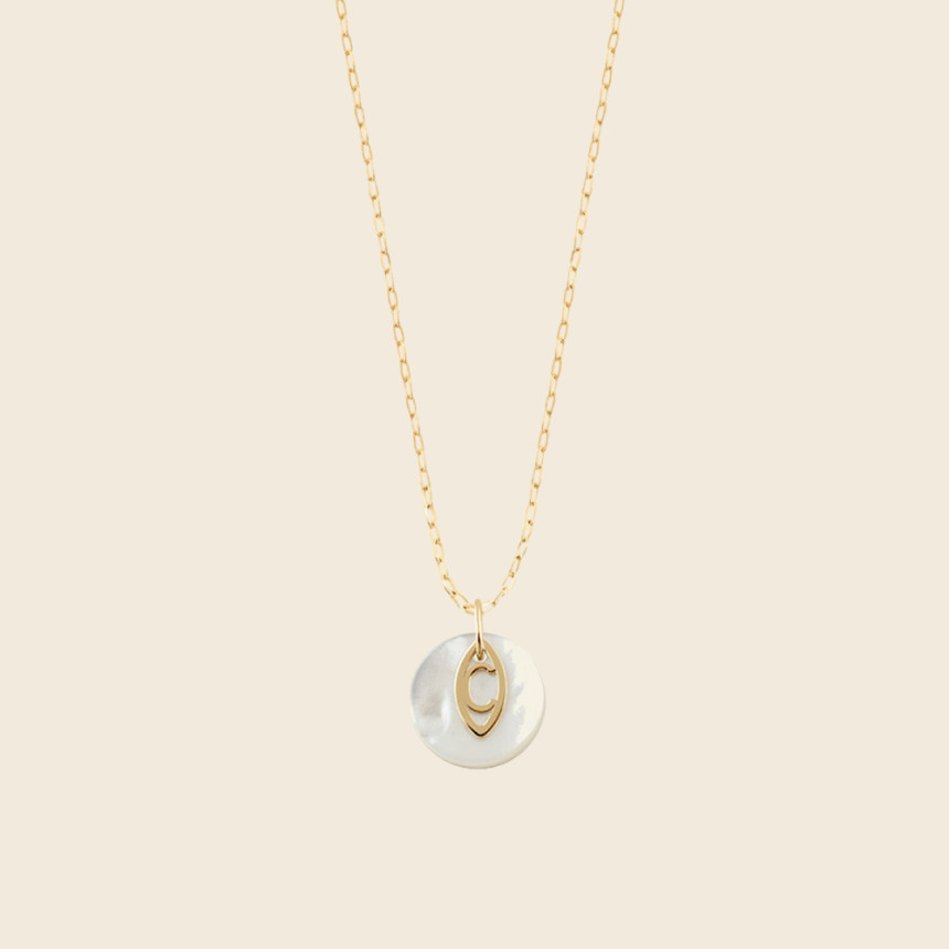 Collier IRIS forçat médaille nacre pour enfant en or jaune 18 carats - CHARLET BIJOUX