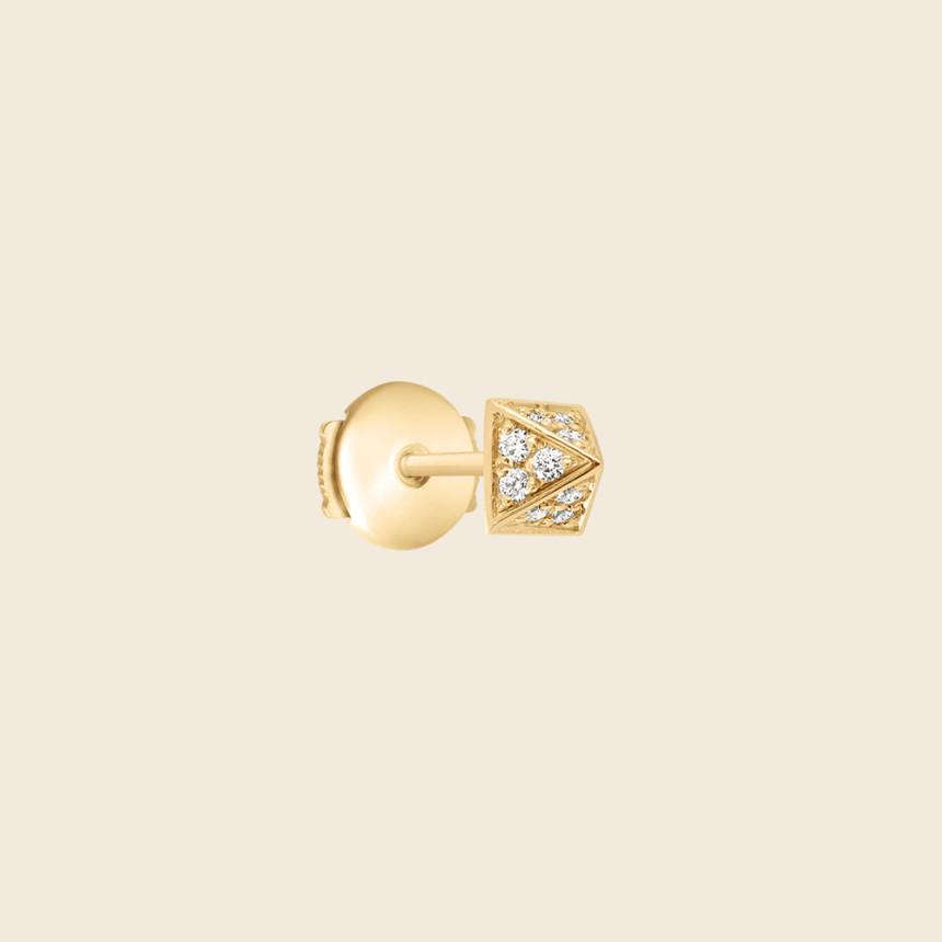 Boucle d'oreille PYRAMIDE grand modèle pavé de diamants (à l'unité) en or jaune 18 carats - CHARLET BIJOUX